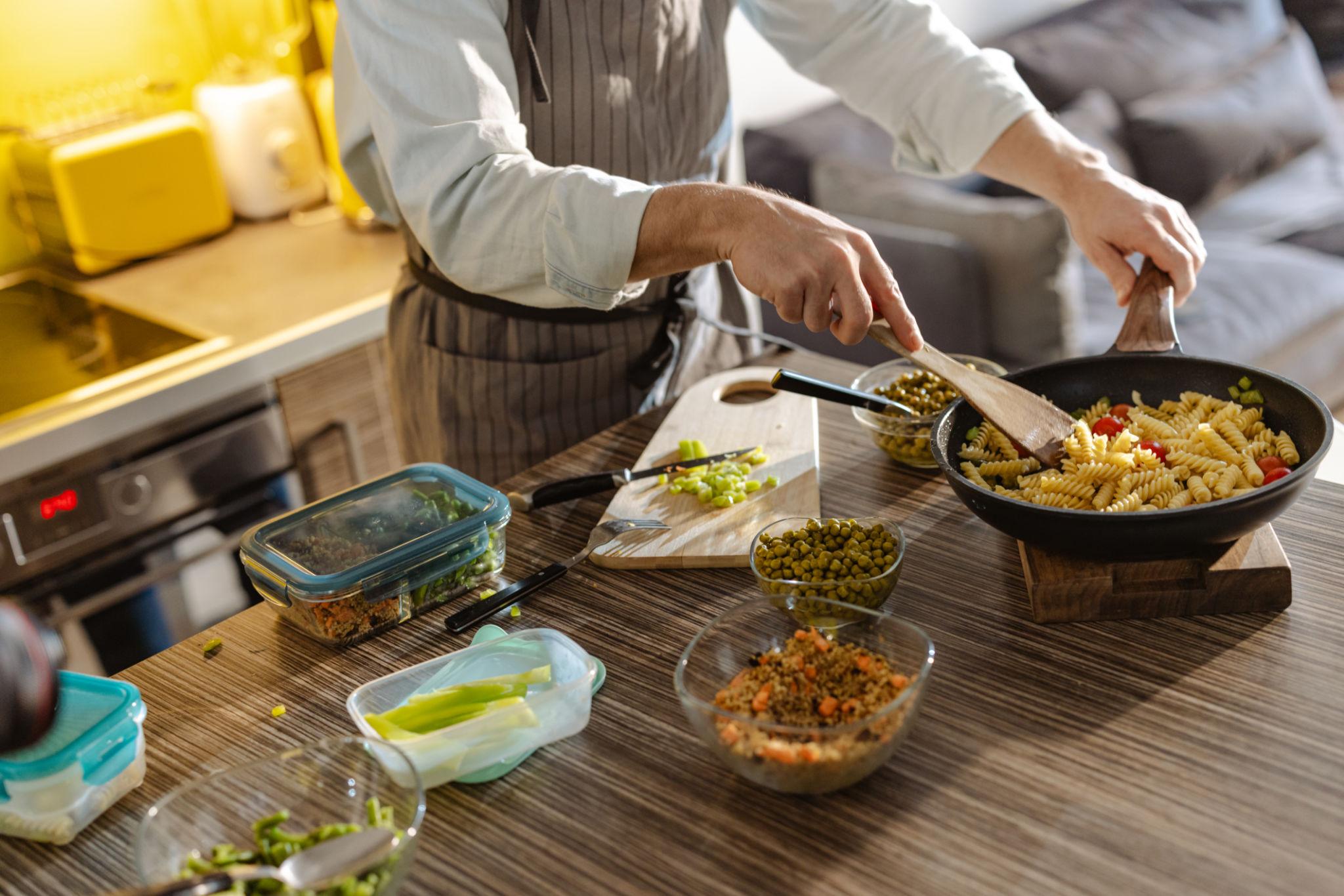 Chef cooking for family
